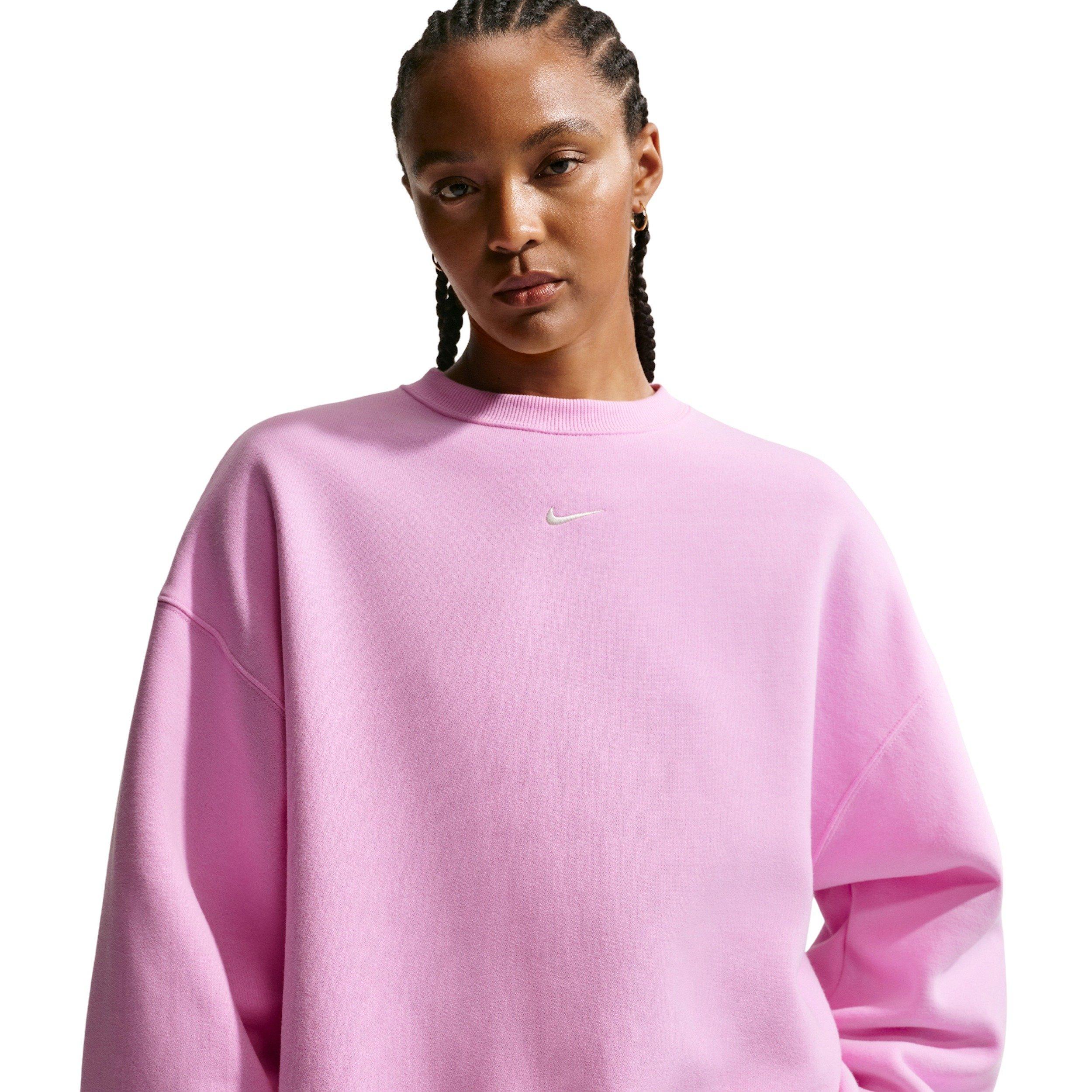 Nike Women's Studio Fleece Med-Weight Oversized Crew - PINK